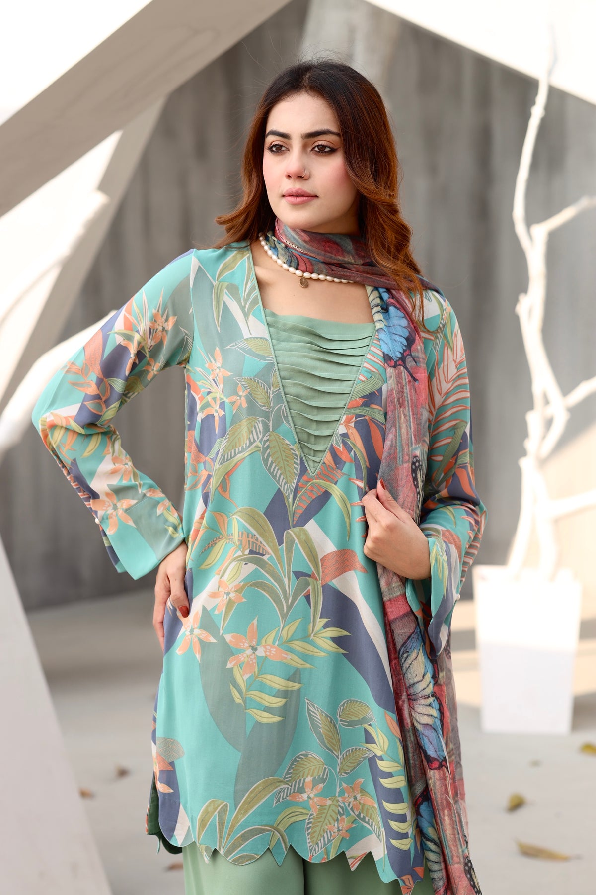 Sea green printed