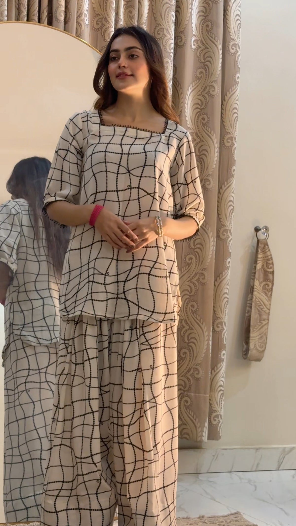 Ivory grid farshi set