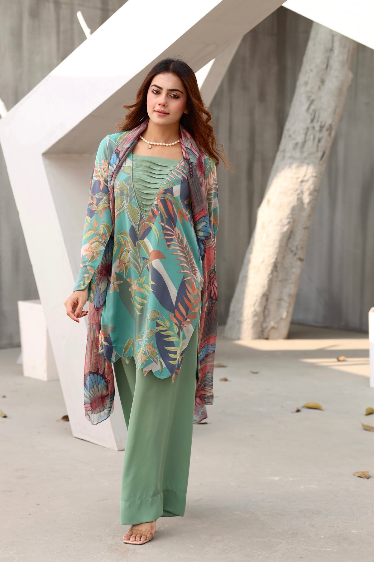 Sea green printed