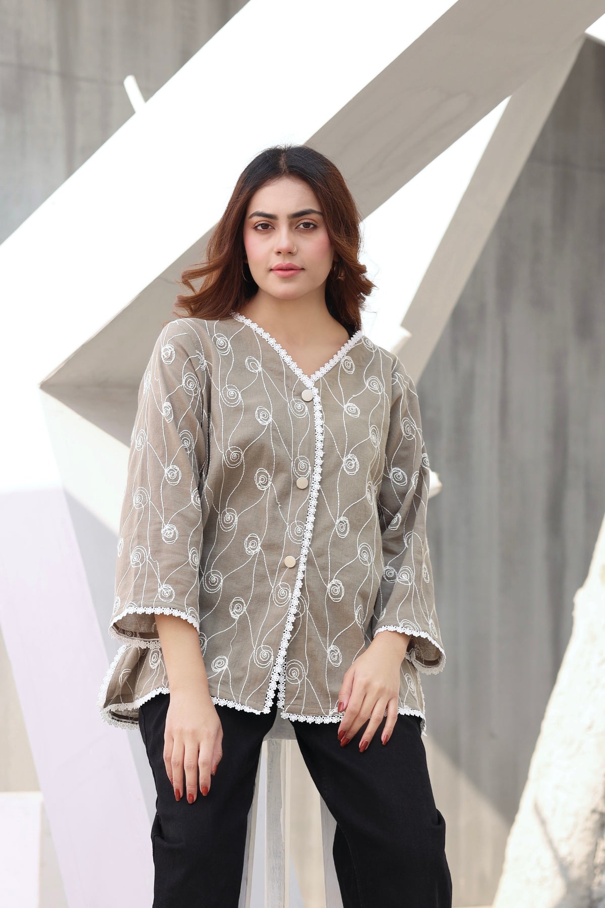 Gray embroidered shirt
