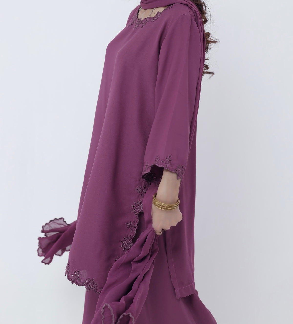 Purple embroidered dress