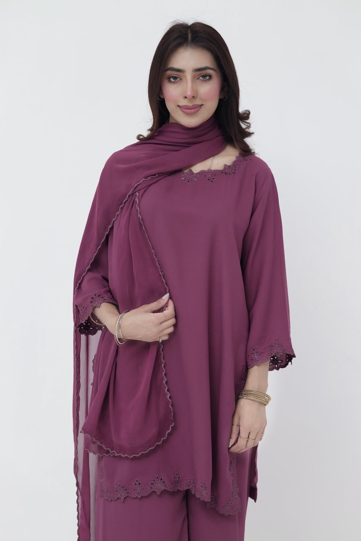 Purple embroidered dress