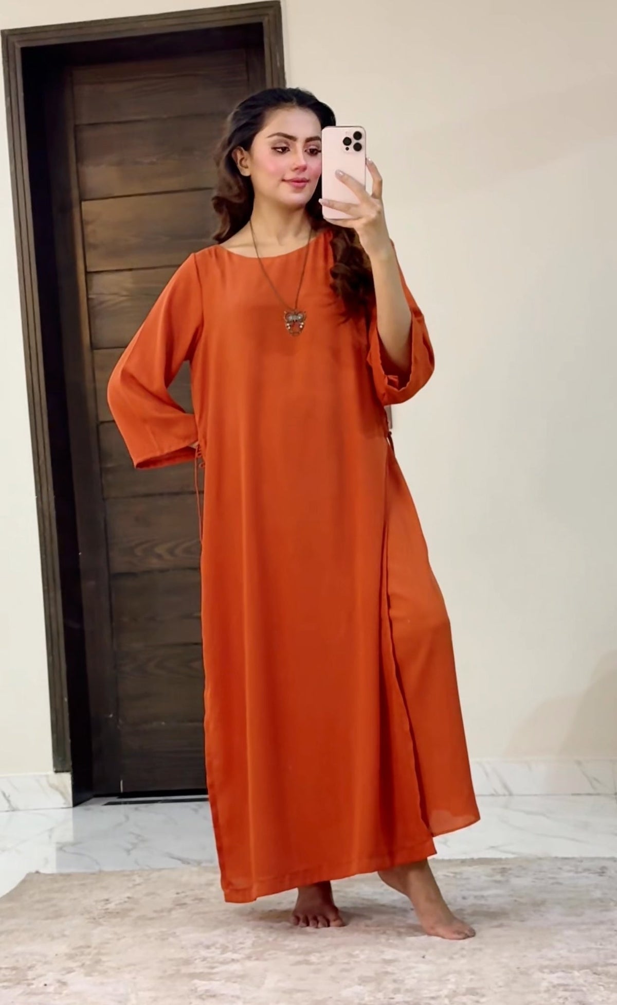 Orange skirt dress