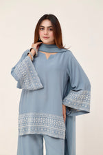 3 piece Powder blue embroidered suit