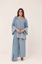 3 piece Powder blue embroidered suit