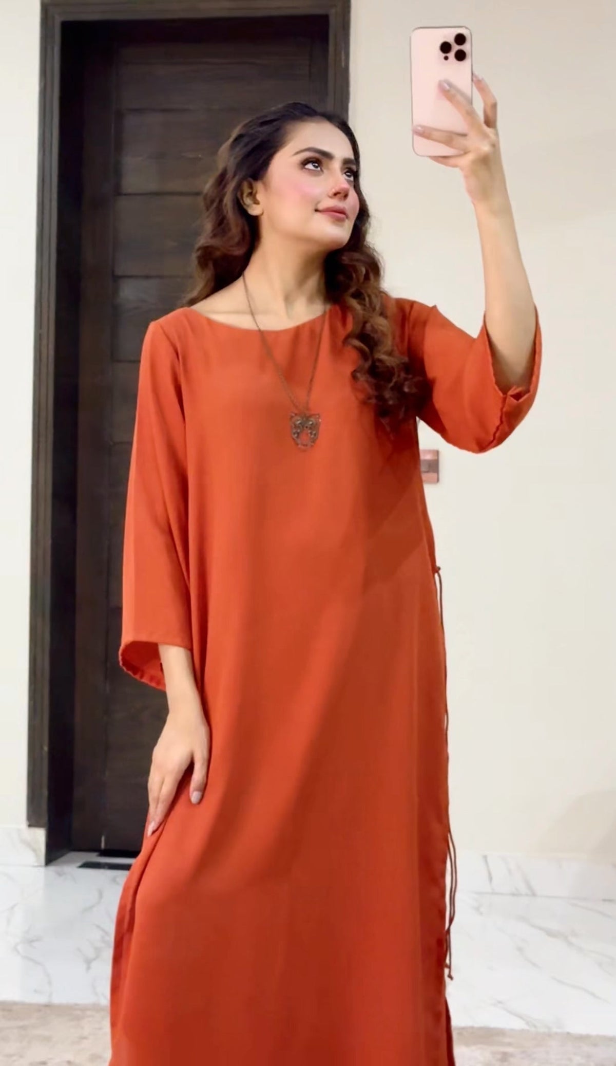 Orange skirt dress